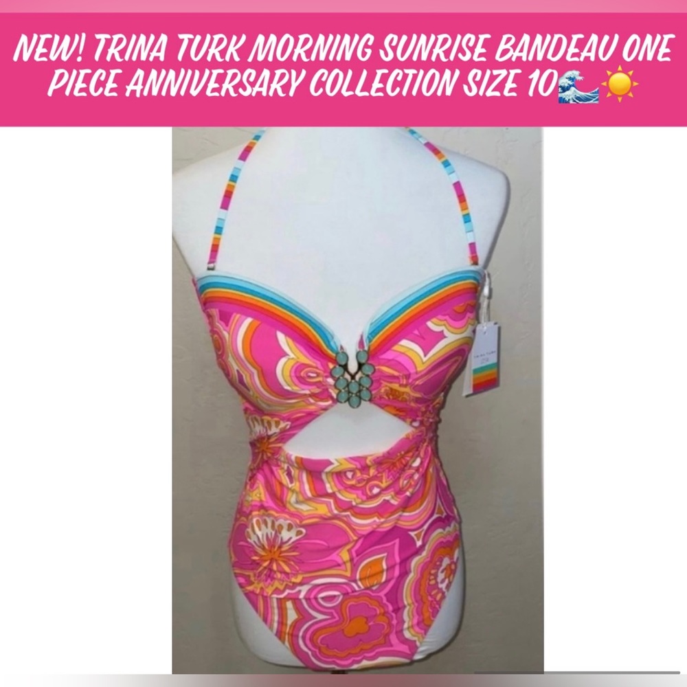 🎉HP🎉New! Trina Turk Morning Sunrise Bandeau 1 Piece Anniversary Size 10☀️